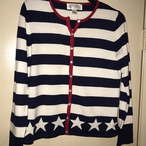 Ladies red white and blue cardigan